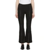 Rosetta Getty Flat-front Flared-leg Cropped Pants W/ Contrast Topstitching In Black