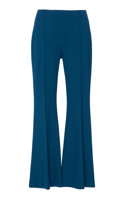 Rosetta Getty Interlock Jersey Cropped Flared Pant In Blue