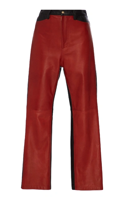 Rosetta Getty Straight-leg Colorblocked Lamb Leather Pants In Brown