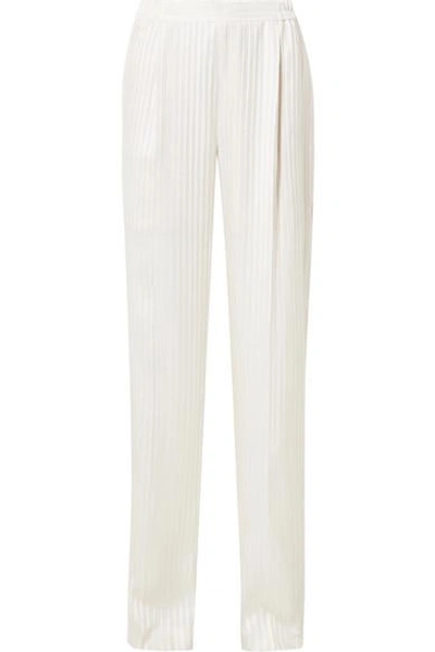 Stella Mccartney Striped Silk-jacquard Wide-leg Pants In Ivory