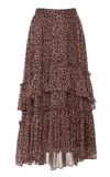 Ulla Johnson Maria Floral Silk-chiffon Midi Skirt In Brown
