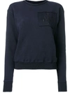Jw Anderson Logo-embroidered Crew-neck Cotton Sweatshirt In Navy
