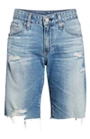 Ag Nikki Distressed Relaxed Skinny Shorts In 16 Years Indigo Deluge Destructed