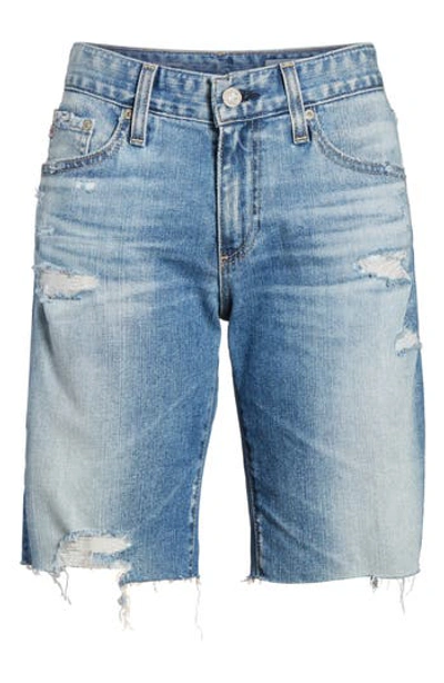 Ag Nikki Distressed Relaxed Skinny Shorts In 16 Years Indigo Deluge Destructed