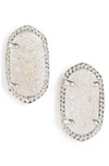 Kendra Scott Ellie Oval Stone Stud Earrings In Iridescent Drusy/ Silver