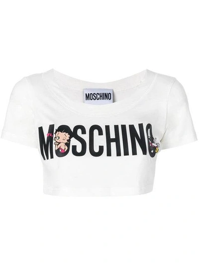 Moschino Printed Crop Top In White
