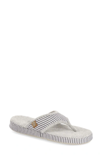 Acorn Summerweight Slipper In Grey Strip Fabric