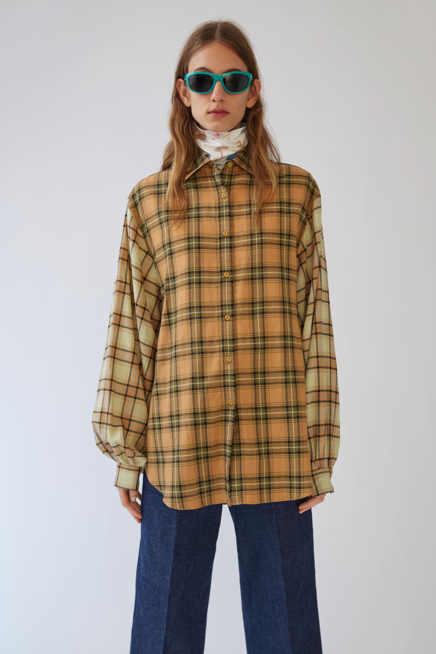 Acne Studios Chat Check Mixed Checks Burnt Mustard Modesens