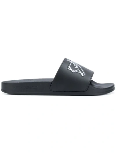 Mcq By Alexander Mcqueen Swallow Slide Sandals In Black