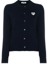 Comme Des Garçons Play Embroidered Heart Cardigan In Blue