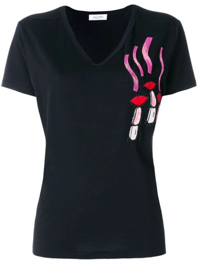 Valentino Lipstick Patch T-shirt In Black