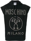 Moschino Studded Sleeveless Hoodie In Black