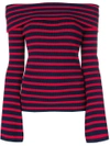 P.a.r.o.s.h Striped Off The Shoulder Sweater In Red