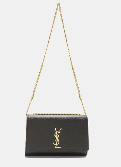 Saint Laurent Medium Kate Grain De Poudre Chain Bag In Black