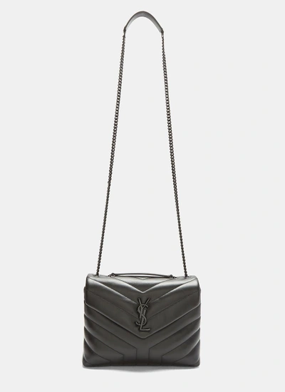 Saint Laurent Small Loulou Monogram Matelassé Handbag In Black