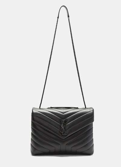 Saint Laurent Medium Loulou Monogram Matelassé Handbag In Black
