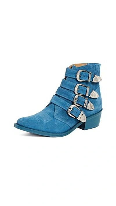 Toga Light Blue Suede Ankle Boots