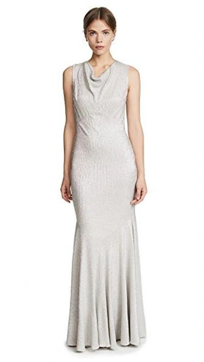 Zac Posen Raphaella Gown In White/gold