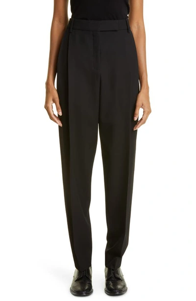 Partow Bacall High Waist Wool Twill Pants In Black