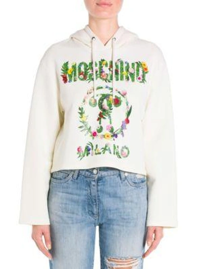 Moschino Jersey Logo Sweatshirt In Ivory
