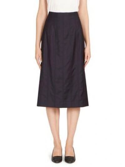 Thom Browne Lace-up Twill Pencil Skirt In Navy