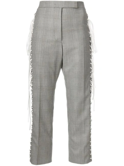 Thom Browne Glen Check Lace-up Pants In Black White