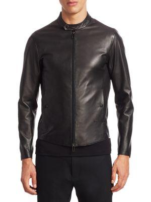 emporio armani men's leather jacket