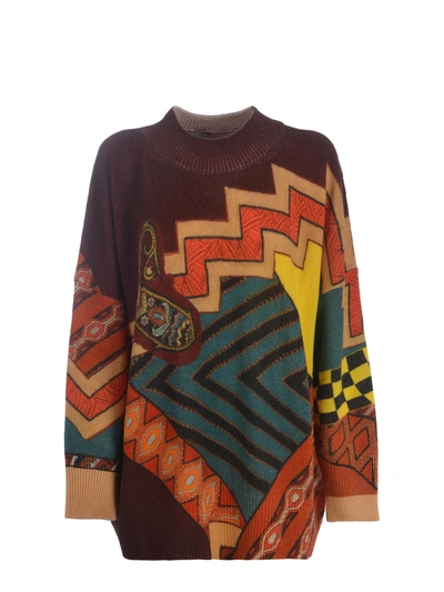 Etro Oversize Knit Sweater In Multicolor