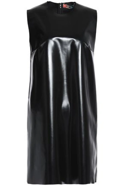 Msgm Woman Faux Patent-leather Mini Dress Black