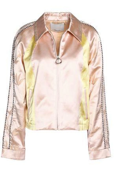 3.1 Phillip Lim / フィリップ リム Woman Embellished Embroidered Color-block Cotton-blend Satin Jacket Pink