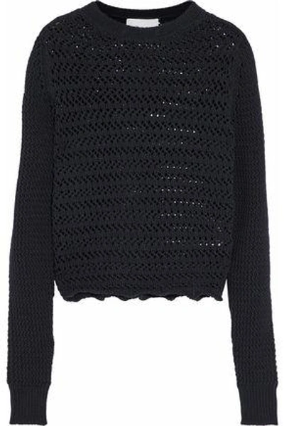 3.1 Phillip Lim / フィリップ リム Woman Crochet-knit Cotton-blend Sweater Black