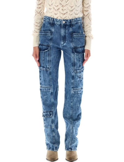 Isabel Marant Vokayo Utility Straight Leg Nonstretch Jeans In Blue