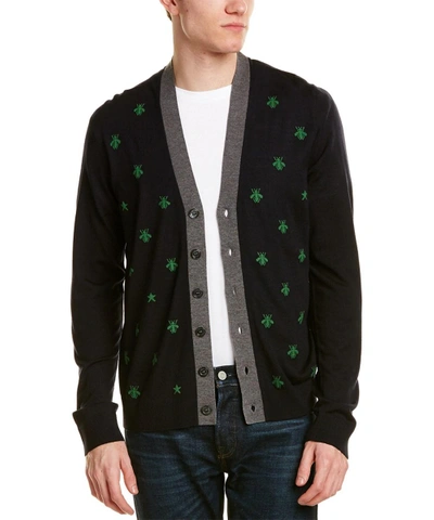 Gucci Bees & Stars Wool Cardigan In Blue
