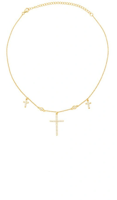 The M Jewelers Ny The Dainty Cross Choker In Metallic Gold