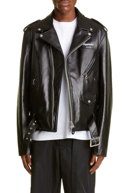 Sacai X Schott X Madsaki Leather Moto Jacket In Black | ModeSens Sacai X Schott X Madsaki Leather Moto Jacket In Black | ModeSens