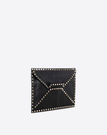 Valentino Garavani Rockstud Leather Envelope Clutch In Black | ModeSens
