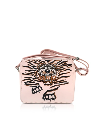 Kenzo Faded Pink Leather Geo Tiger Camera Bag W-tiger Embroidery