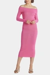 Bardot Off Shoulder Knit Midi Dress In Petal Pink