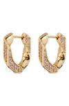 Luv Aj Pave Cuban Link Hoops Earring In Brass