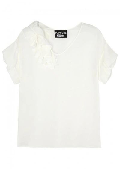 Boutique Moschino Ivory Ruffled Silk Top