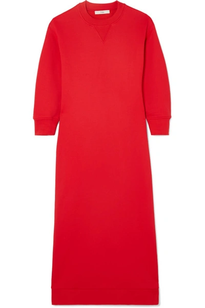 Tibi Cotton-blend Sweatshirt Dress In Red