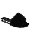 Journee Collection Faux Fur Dusk Slide Sandal In Black