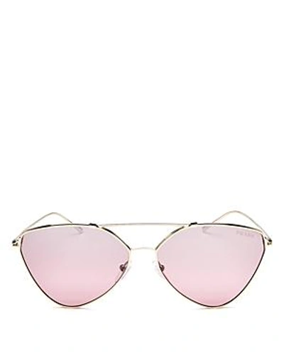 Prada Women's Mirrored Brow Bar Cat Eye Sunglasses, 60mm In Pale Gold/light Violet Gradient Silver Mirror