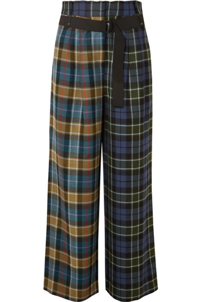 Tibi Stella Pleated Pant With Elastic Belt In Plaid