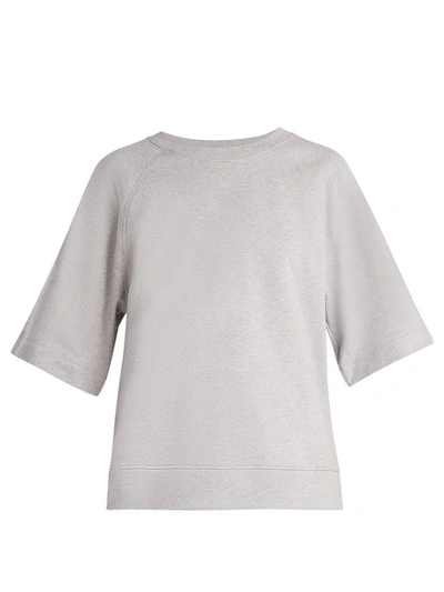 Tibi Easy Short-sleeved Cotton-jersey Sweatshirt In Heather Grey