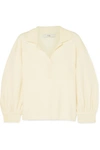 Tibi Bell Sleeve Polo Neck Pullover Sweater In White