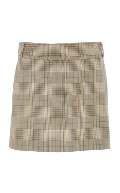 Tibi Mustard Multi Cooper Menswear Mini Skirt In Plaid