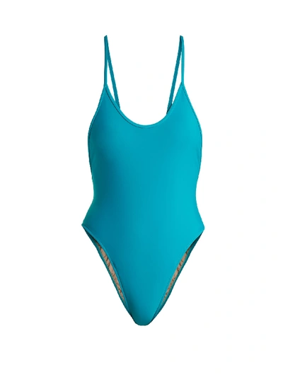 Adriana Degreas Le Fleur High Leg Swimsuit In Blue