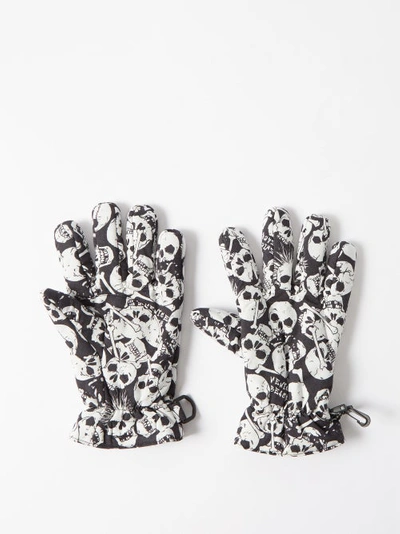 Erl Gender Inclusive Skull Print Puffer Gloves In Black