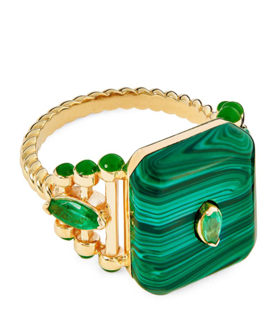 L'atelier Nawbar Moments In Qabila 18k Yellow Gold Emerald Ring In Green